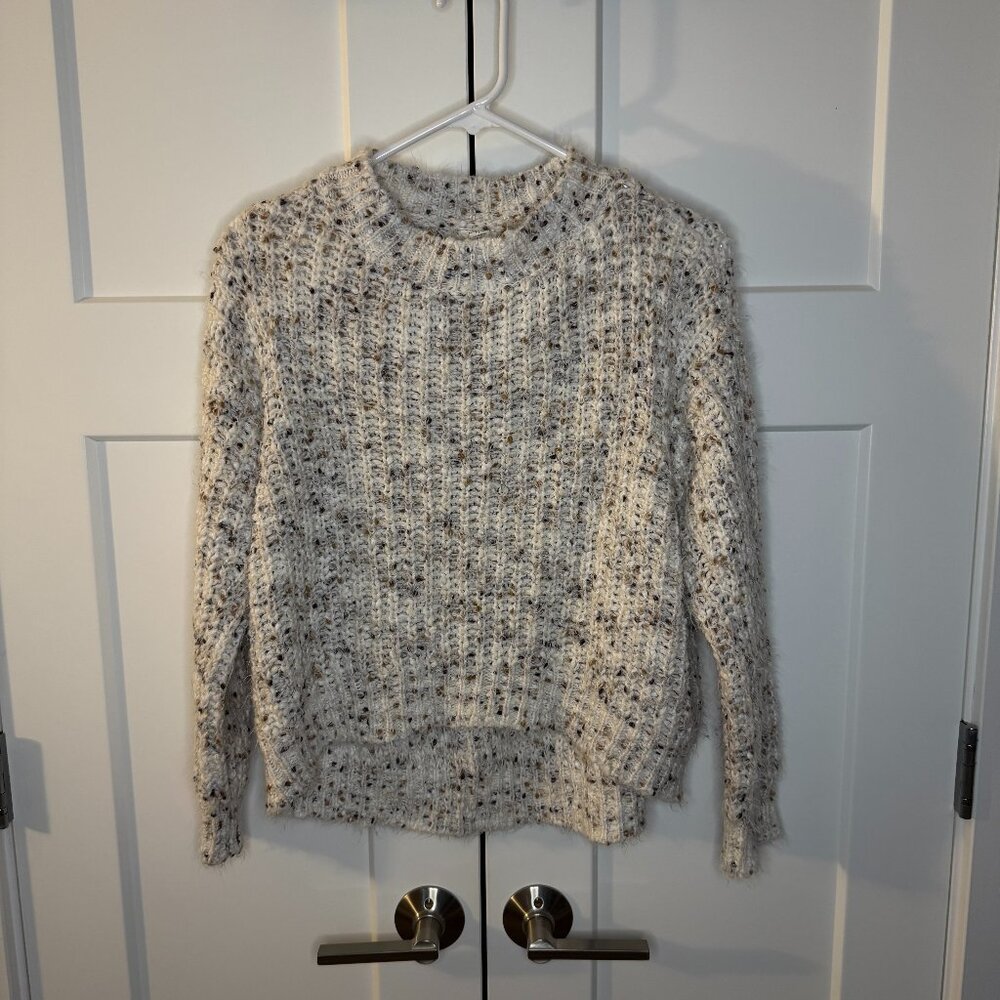 Garage Knit Sweater Crewneck Neutral Speckled Brown & Black Size Medium